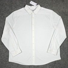 Men's Dress Shirt 2XL White Long Sleeve Pique Knit Goodfellow Standard 56" Chest