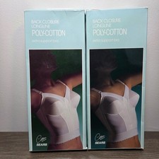 Vintage Sears Longline Bra Extra Support White Poly Cotton 36B NOS NIB