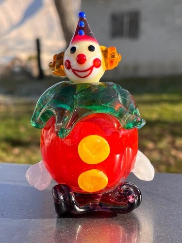 Vintage bohemia art glass clown hand made Czech.  Murano style