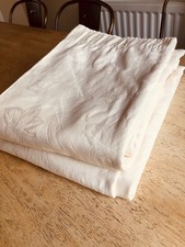 Curtains cream brocade pair width 43"each panel 86" total by 87" drop