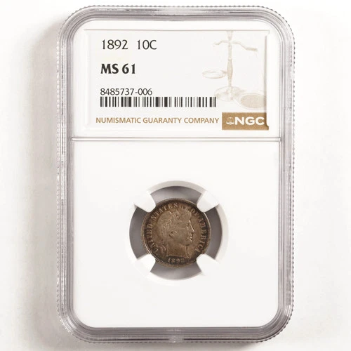 1892 Barber Dime 10c MS61 NGC 31624