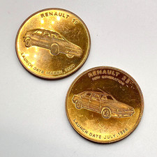 Vintage Medal - Renault 19 and Renault 25 gold tone metal car collectors items