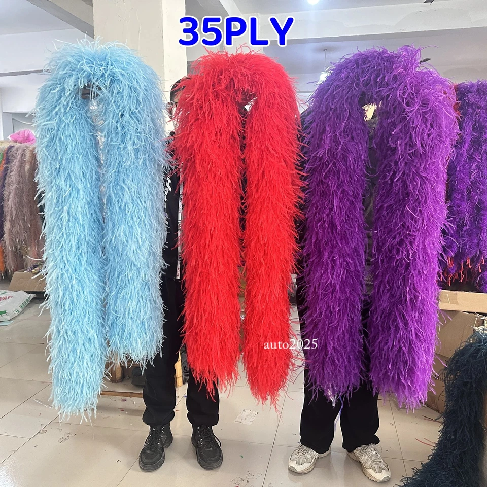 Boa de plumas de avestruz gruesas 26 capas encanto recorte pluma chal plumas artesanías Foto 4 de 4