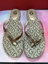 G by Guess Women's Flip Flops Sandals Brown Multi Fabric Size 8