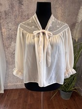 Vintage Nylon Babydoll Peignoir Short PINK Robe Bed Jacket 1960's Ruffle chiffon