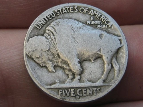 1916 D Buffalo Nickel 5 Cent Piece- Denver, Good/VG Reverse Details