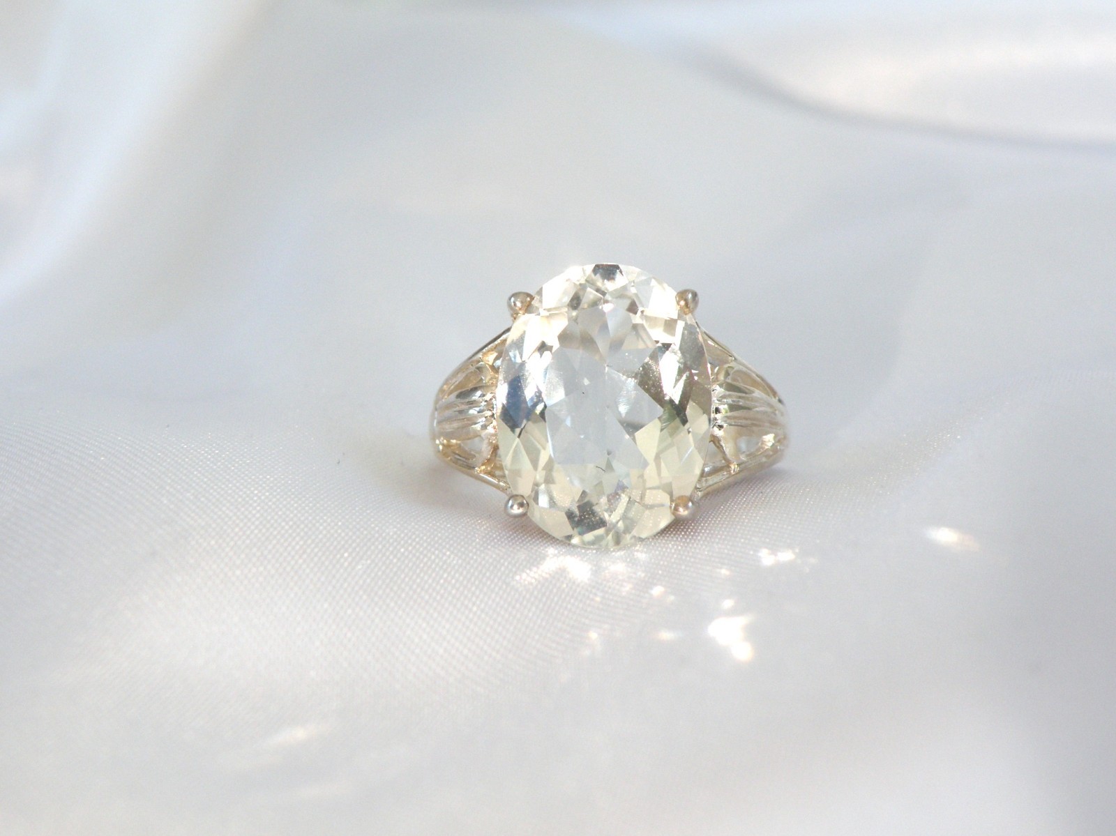 Vintage Sterling Silver 925 Lab Created White Sapphire Solitaire Ring Size 9