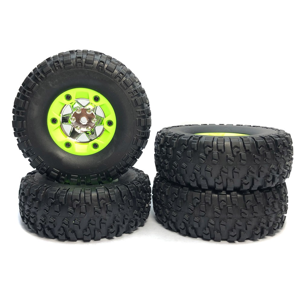 4Pcs Black Rubber Tire Tyres with Wheel Rims For WLtoys 12428 1/12 RC Buggy Car