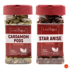 Eastanbul Cardamom Pods, 4.4oz and Star Anise, 2.1oz, Spice Buddies