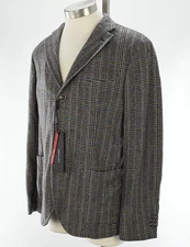 MANUEL RITZ Brown Plaid Wool Blend Unstructured Tweed Sport Coat Jacket 42 NWT