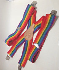 Vintage 70's Rainbow Thick Striped Suspenders Unisex Adult Costume Mork  Mindy