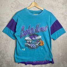 Vintage 90s Charlotte Hornets NBA Competitor Colorblock Men  s T-shirt 21x29