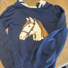 Janie And Jack Girls Size 7 Horse Sweater With White Collar