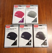 Lot Of 5 TYR Wrinkle Free Long Hair Silicone Swim Cap Multiple Colors