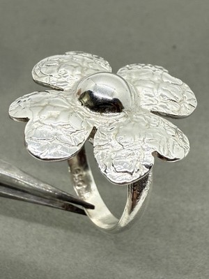 Stilvoller Damen-Blumenring 950 Sterlingsilber handgefertigt Größe 8