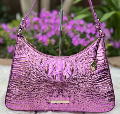 NWT Brahmin Esme Opera Melbourne Shoulder Bag Leather Purse Handbag Pink Purple