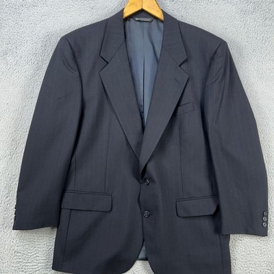 VINTAGE Christian Dior Mens Sport Coat Blazer 44R Navy Pinstripes