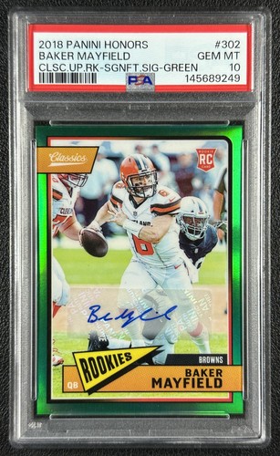 BAKER MAYFIELD PSA 10 2018 PANINI HONORS CLASSICS SIGNIFICANT AUTO GREEN RC 8/25