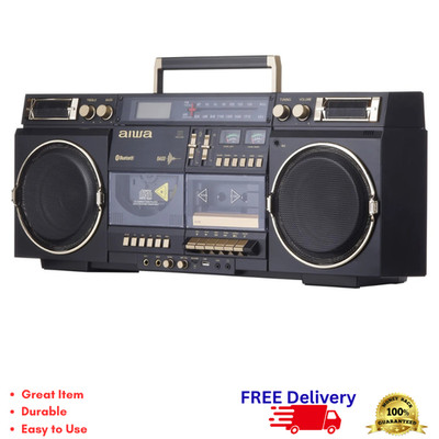 Retro Boombox Bluetooth Speaker CD Cassette Player AM FM Radio Recorder VU Meter