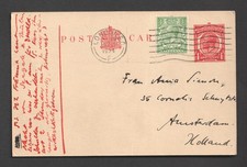 King George V KGV 1d Postal Stationery Postcard London 1934 To Netherlands
