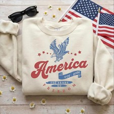 USA Years Sweatshirt Patriotic American Flag Vintage Style Crew
