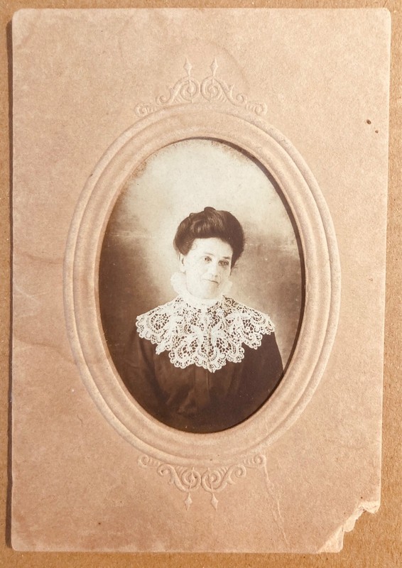 Small Victorian-Era Photograph, WOMAN w/ LACE-COLLAR DRESS