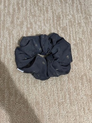 KAXI Charcoal Grey Sheer Metallic Square Pattern Scrunchie