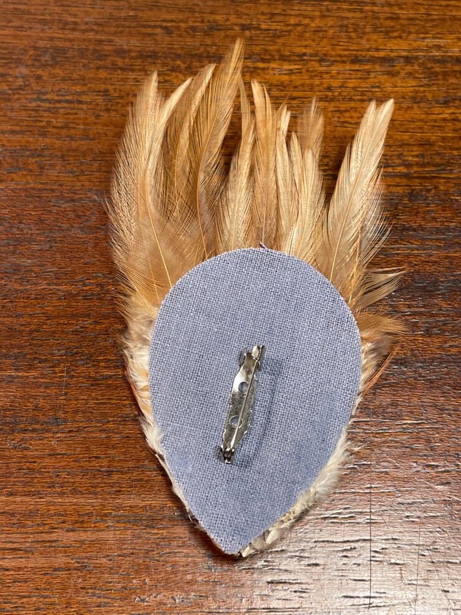 Broche Ancienne Avec Plumes - Bijou Vintage - Occasion - Sans Marque