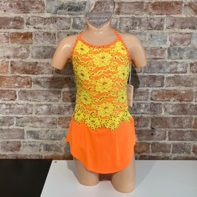 New with Tags Orange and Yellow Lace Skirted Baton Costume, Stoned  Kids Size 10