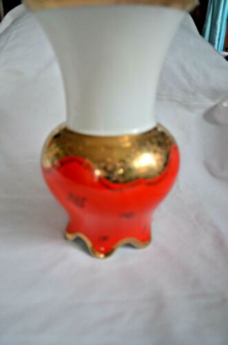 RS Prussia Tillowitz Silesia Epos Antique Orange on White with Gold Gilding Vase - Picture 3 of 10