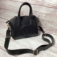 Valentino By Mario Valentino Leather Crossbody Top Handle Shoulder Bag Black