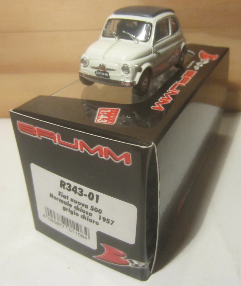 1531. BRUMM R343-01 Fiat Nuova 500 Normale Grigio chiaro/Grey chiusa/close 1957  - Immagine 2 di 4