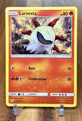 Larvesta 34/236 Non Holo Uncommon Sun & Moon Cosmic Eclipse Pokemon Card NM