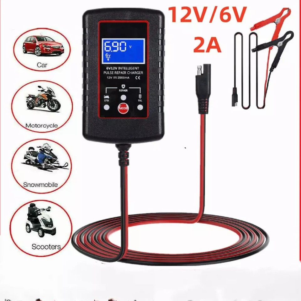 FOXSUR 12V Smart Battery Charger & Maintainer - 400A Peak, Trickle Charger For Car/Motorcycle