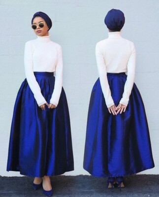 Royal Blue Taffeta Maxi Skirt Holiday Weddings Christmas Celebrity Style &Events