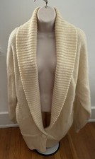 I.B. DIFFUSION Women's Wool Mohair blend VTG Wrap Cardigan Sweater Coat S Ribbed