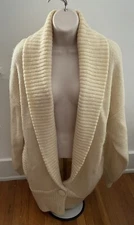 I.B. DIFFUSION Women's Wool Mohair blend VTG Wrap Cardigan Sweater Coat S Ribbed