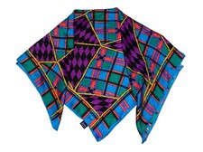 Vintage Honey Silk Scarf Striped Geometric Colorful Lightweight