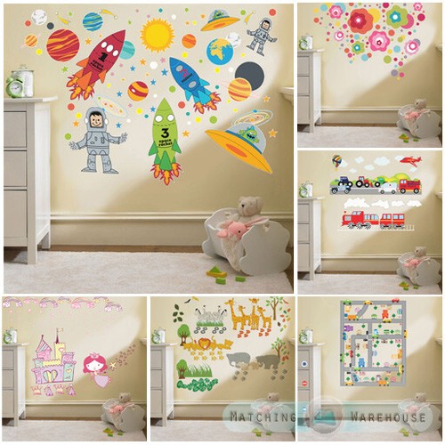 Childrens Kids Themed Wall Decor Room Stickers Sets Bedroom Art Decal