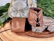 Size Small Cosplay Fashion Wrist Armor Cuffs Suede Brown Pleather Sold As Pair