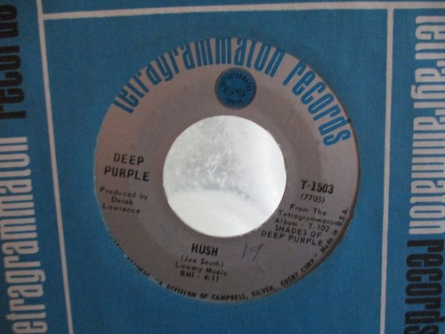 Deep Purple - Hush / One More Rainy Day - 1968 Tetragrammaton Record45 VG+ $2.75