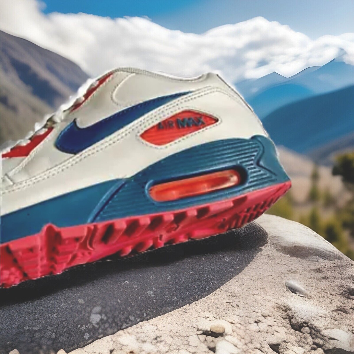 NIKE AIR MAX 90 PREMIUM “SUPREME” SNEAKERS WHITE/RIFT-BLUE/LAVA