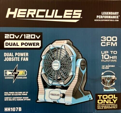 HERCULES 20V/120V Cordless Dual Power Jobsite Fan Shop (Tool Only