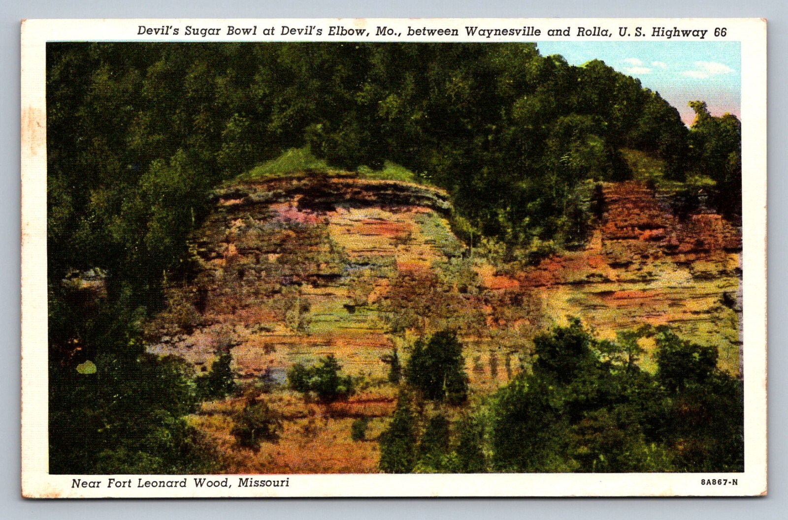 Postcard Missouri Devil's Elbow Devil's Sugar Bowl Bit Piney River Unposted L124