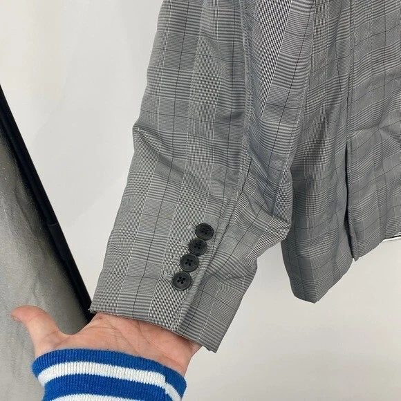 JF J.Ferrar Slim Fit Glen Plaid Jacket Men’s XL Black White Plaid Performance - product detail image 10