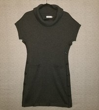 Calvin Klein Women's Sweater Dress Size Small Cowl Neck Button Accents Pockets