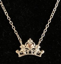Disney Sterling Silver Tiara Heart Necklace 18 inch LA 925 Italy