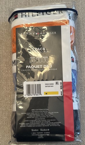 Tommy Hilfiger Herren orange blau 3er-Pack Baumwolle Boxershorts Größe Medium - Bild 2 von 3