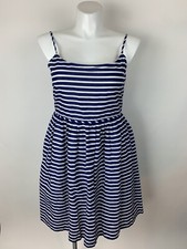 NEW J. Crew Blue White Striped Linen Blend Tank Dress 14