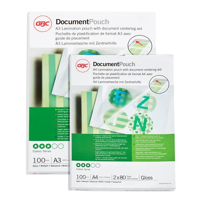 GBC Laminating Pouches A4 / A3 - 160 micron Premium Quality Gloss - Pack of 100